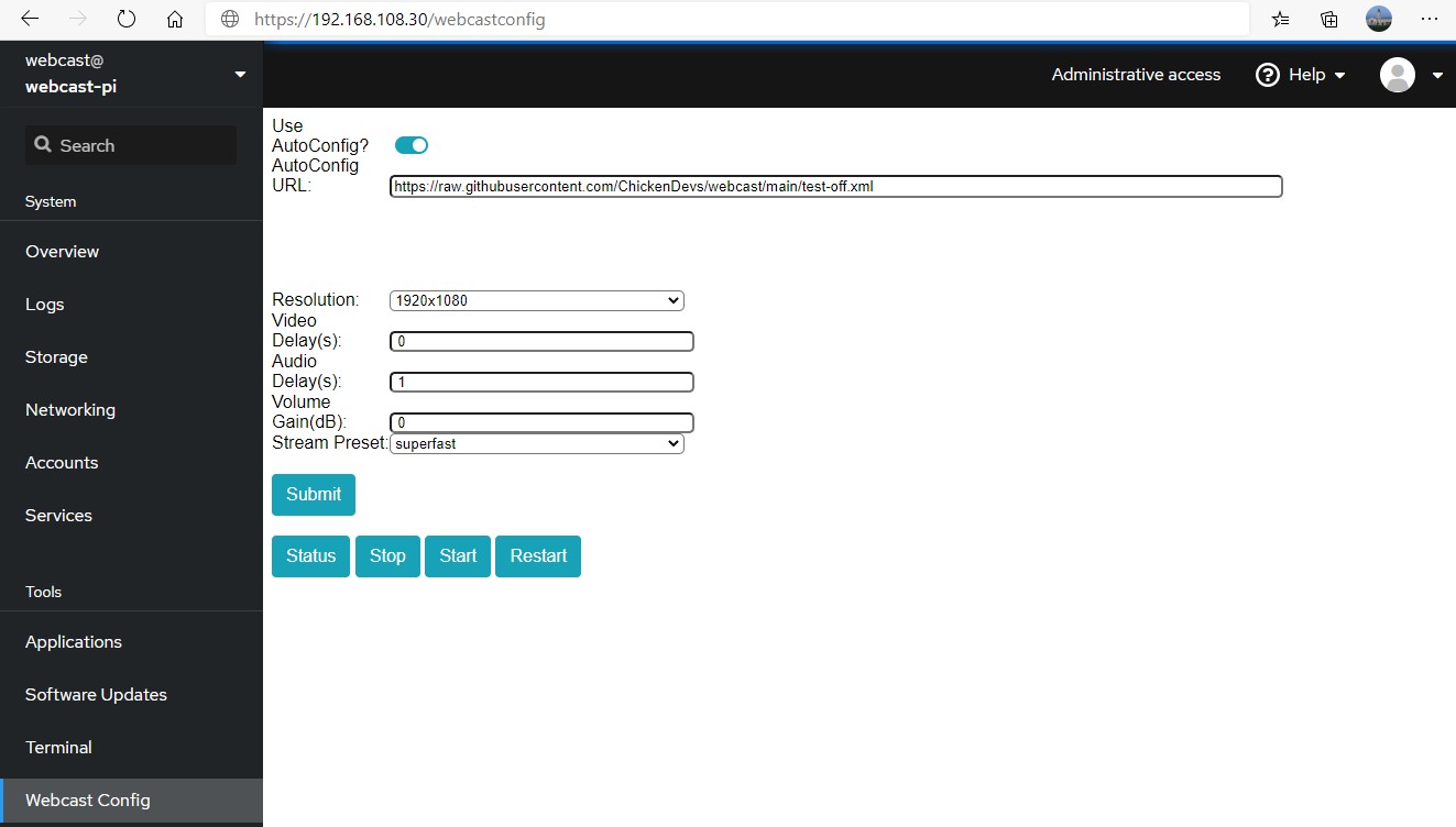 Cockpit WebcastConfig Plugin